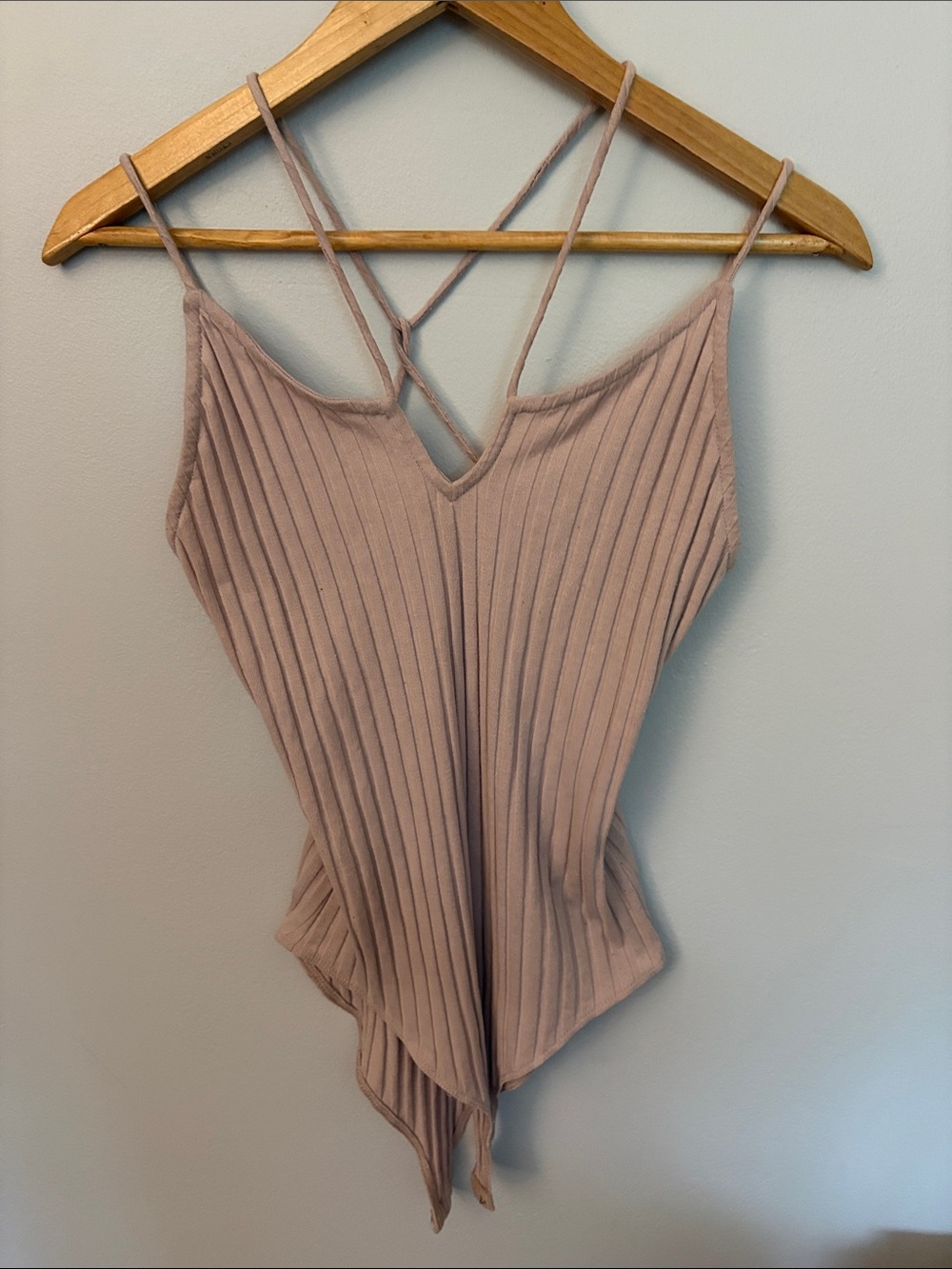 Sleeveless Ribbed V-Neck Tank Top Bodysuit in Mauve